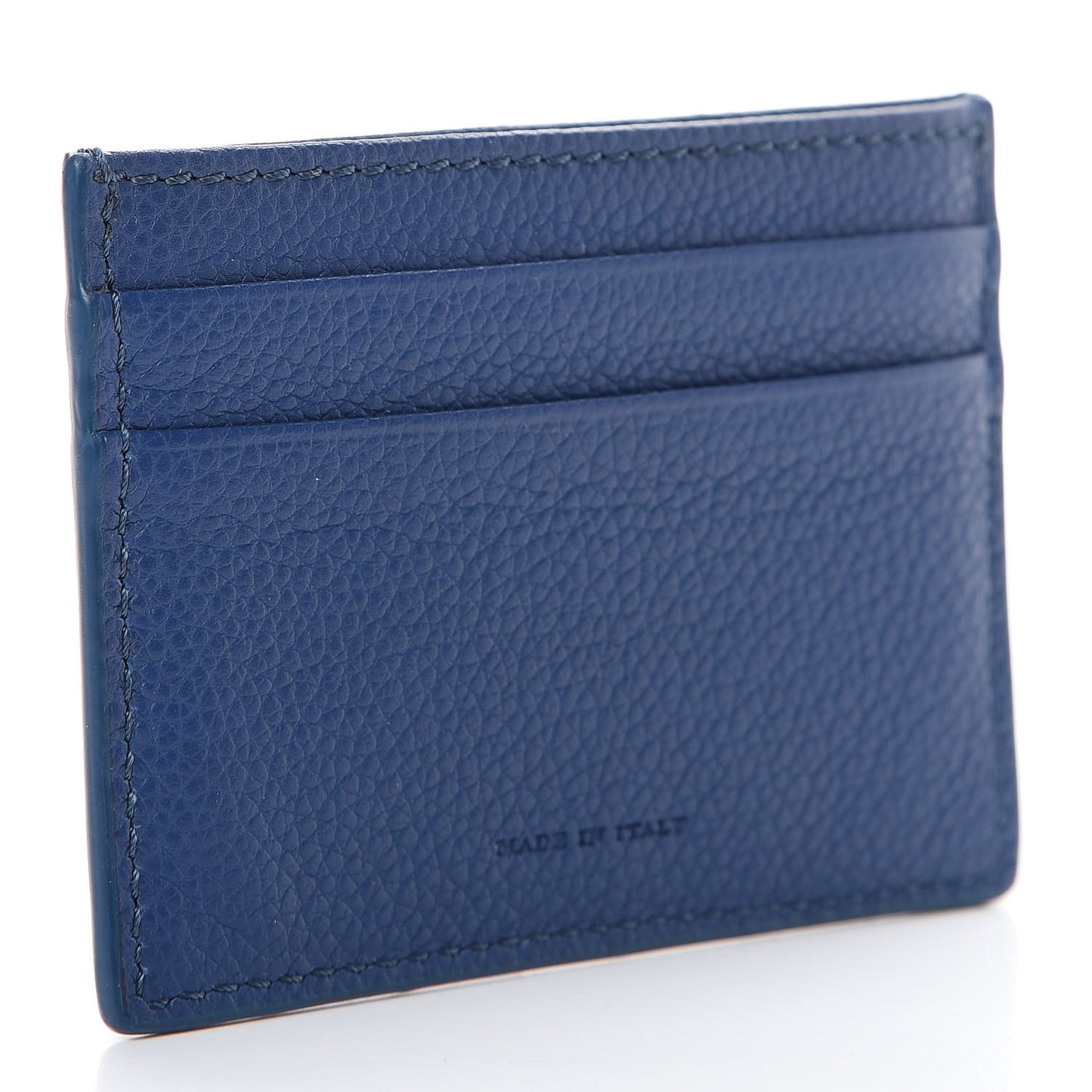 Grainy Calfskin Card Case Blue