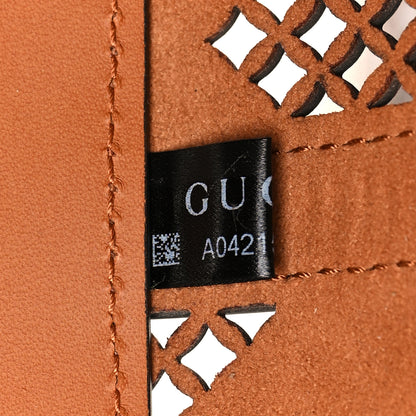 Gucci Calfskin Cut Out GG Embossed Medium Duffle Bag Harness Brown 6 of 11