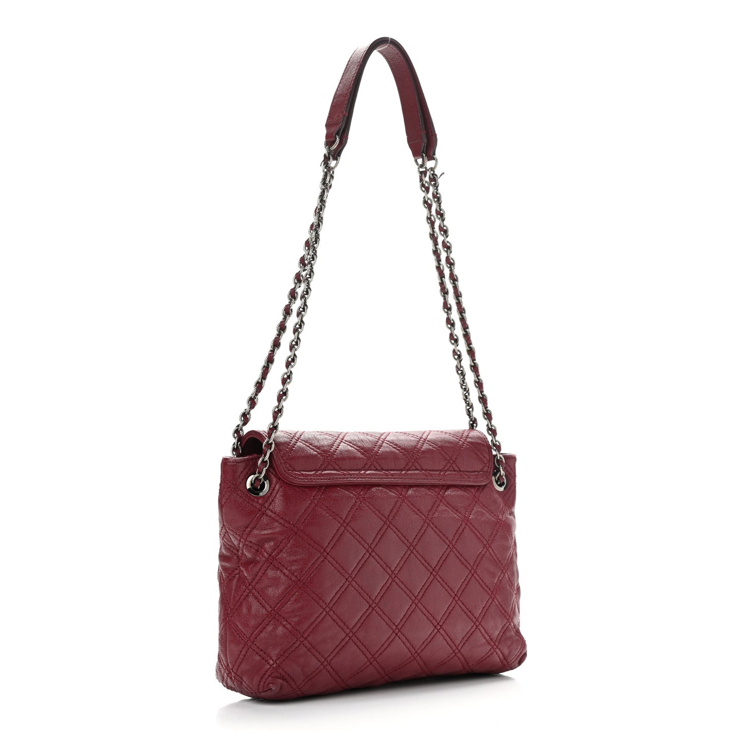 Lacquered Lambskin Quilted The Large Single Flap Bordeaux