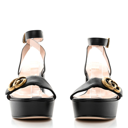 Gucci Calfskin GG Marmont Ankle Wrap 30/85mm Platform Sandals 38 Black 2 of 9