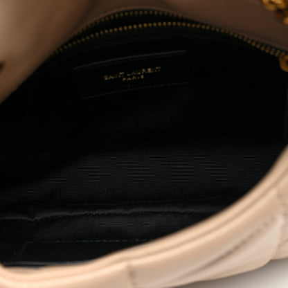Saint Laurent Lambskin Quilted Toy Loulou Puffer Monogram Chain Satchel Dark Beige 5 of 9