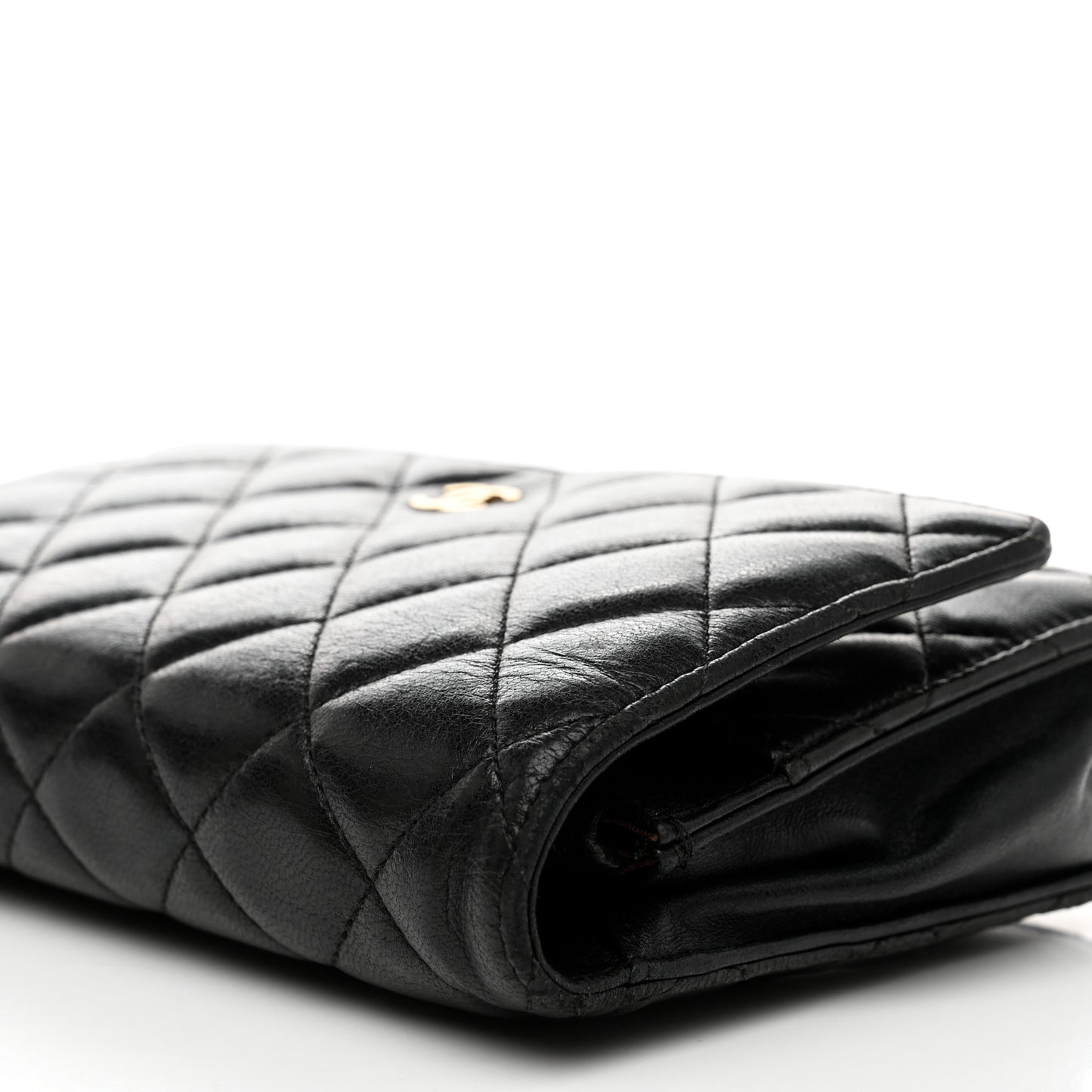 Lambskin Quilted Wallet On Chain WOC Black