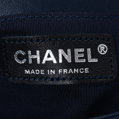 Chanel Lambskin Denim Tweed Medium Enchained Boy Flap Navy Blue 6 of 11