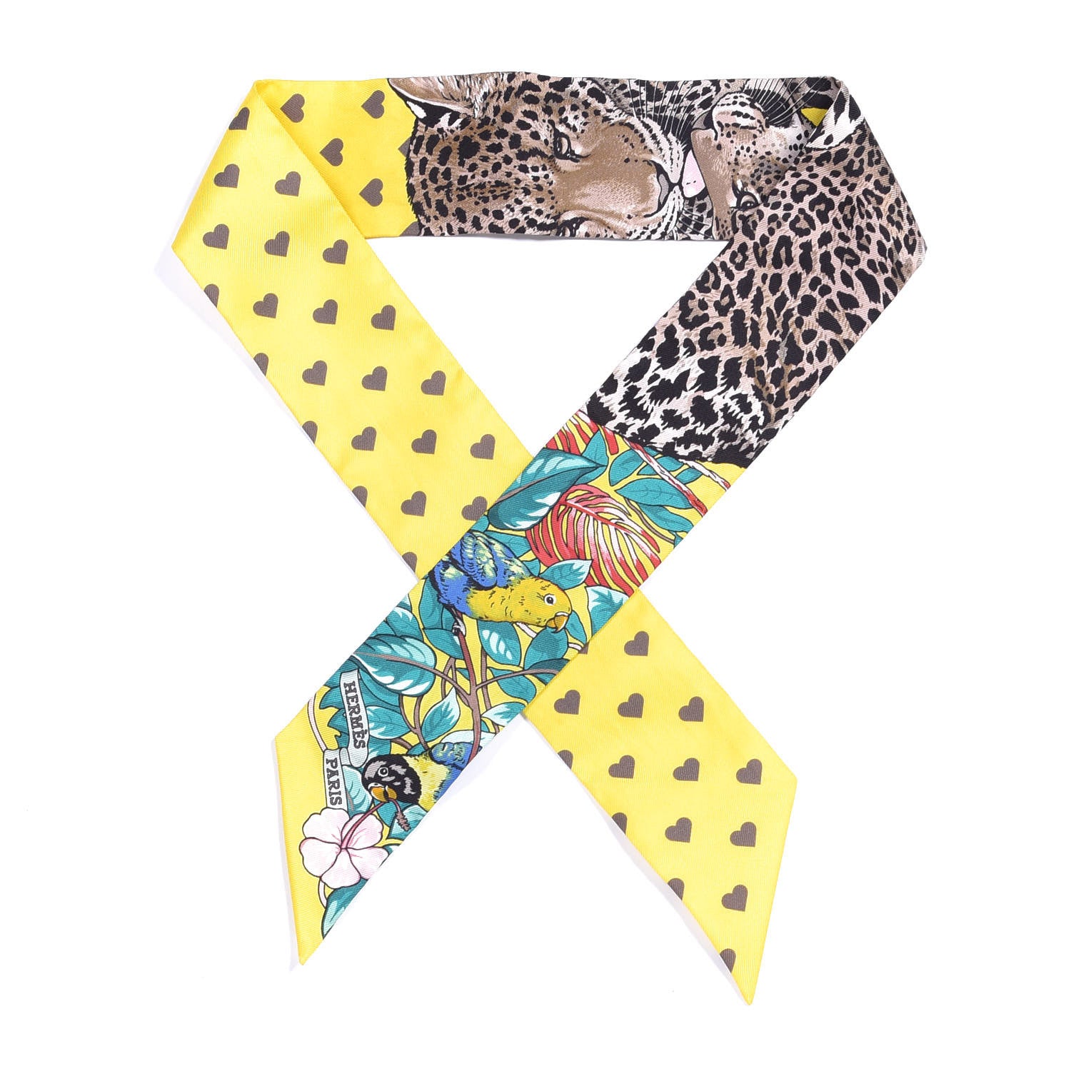 Hermes Silk Jungle Love Love Twilly Jaune Vif Canard 1 of 4