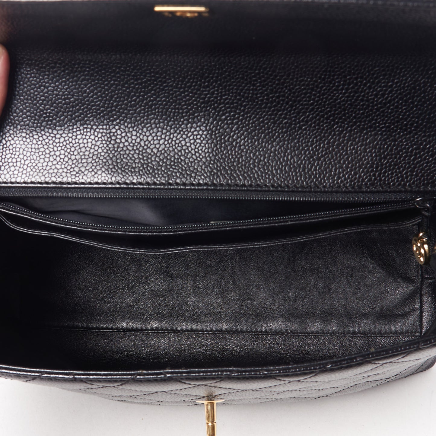 Caviar Quilted Jumbo Kelly Flap Black