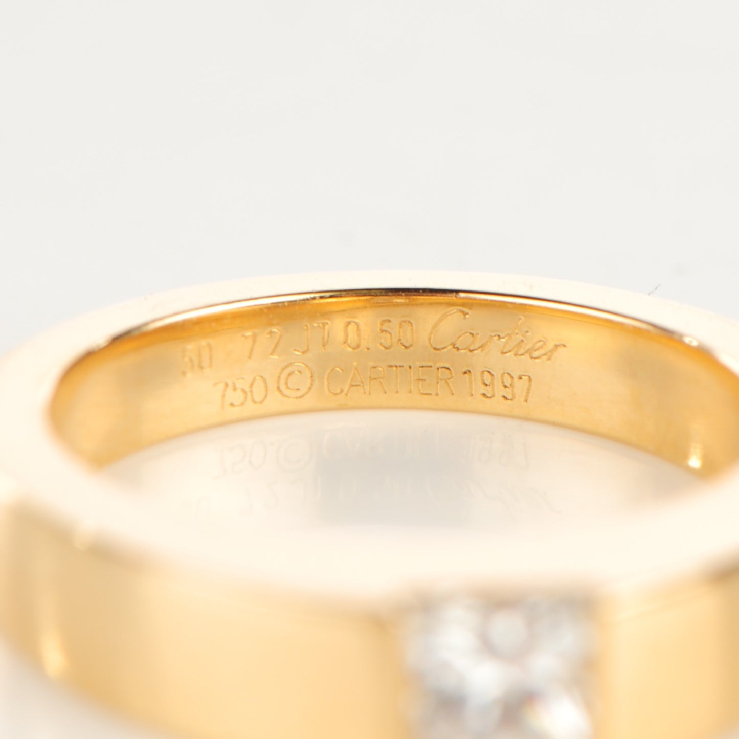 18K Yellow Gold Diamond 4mm Tank Solitaire Ring 50 5.25