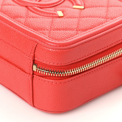 Chanel Caviar Quilted Small CC Filigree Vanity Case Coral 8 of 9