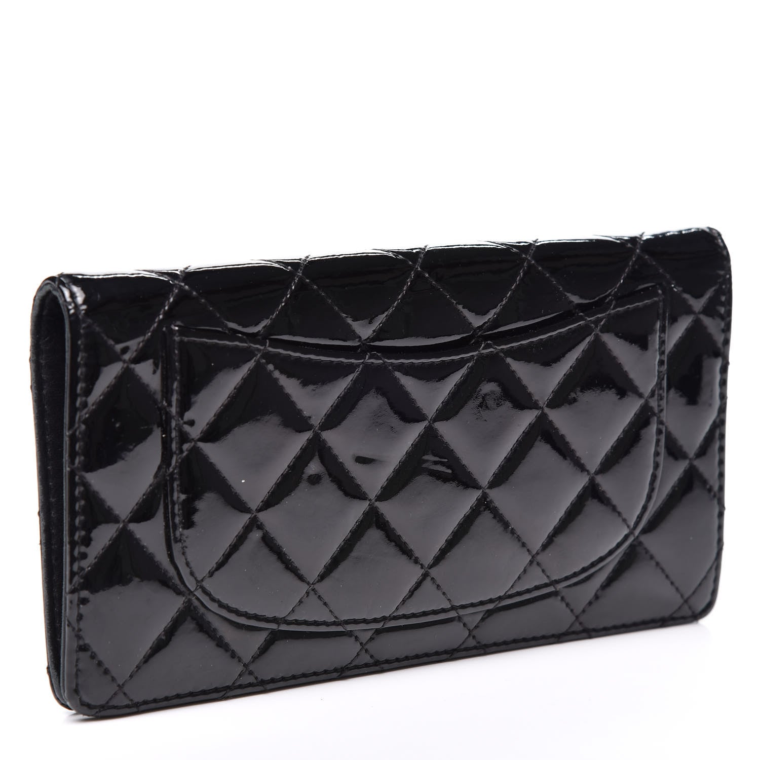 Chanel Patent Calfskin Quilted Yen Wallet Black 2 of 13