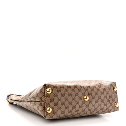 Gucci Crystal Monogram Large Babouska Vertical Shopping Tote Brown 4 of 12