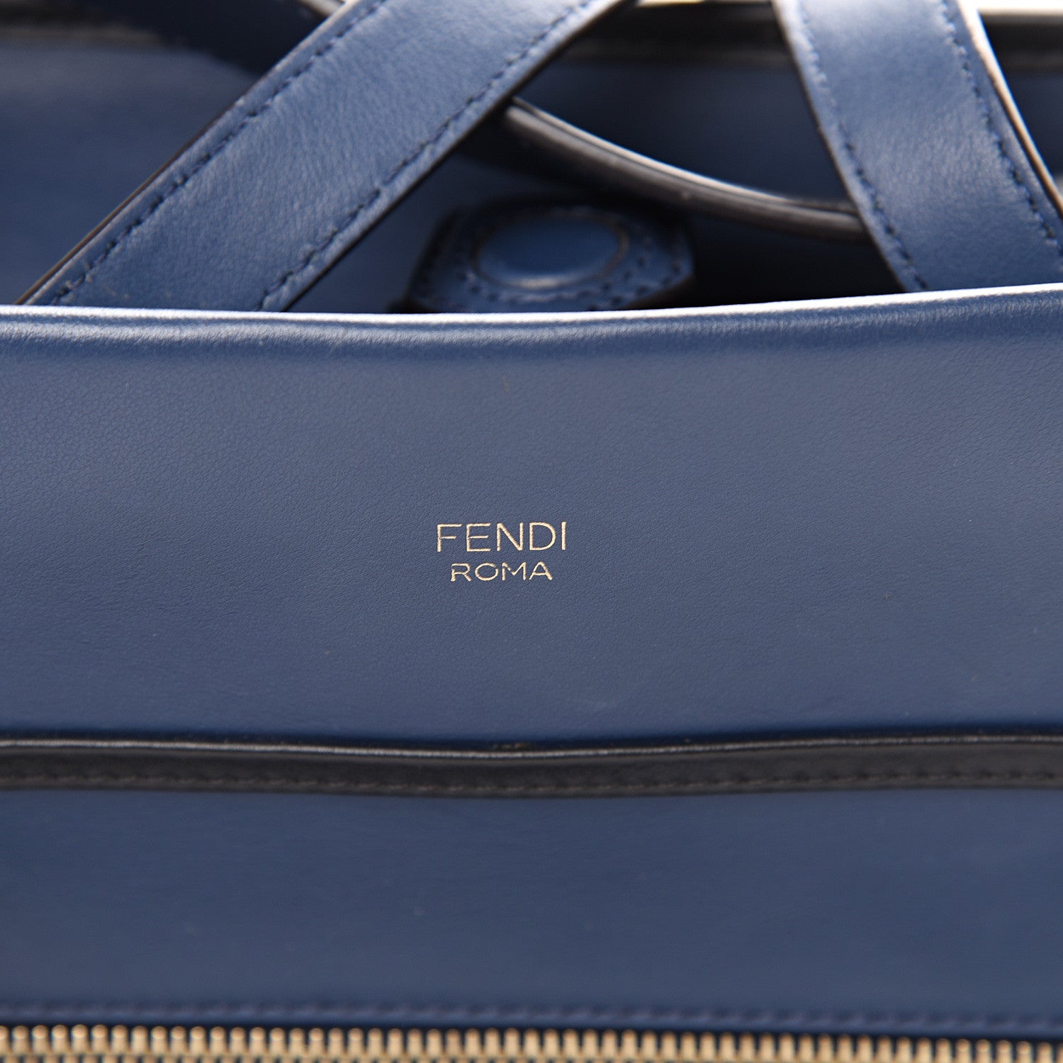 Fendi Vitello Century Opaco F is Fendi Bi-Color Regular Runaway Satchel Blu Scuro 5 of 13