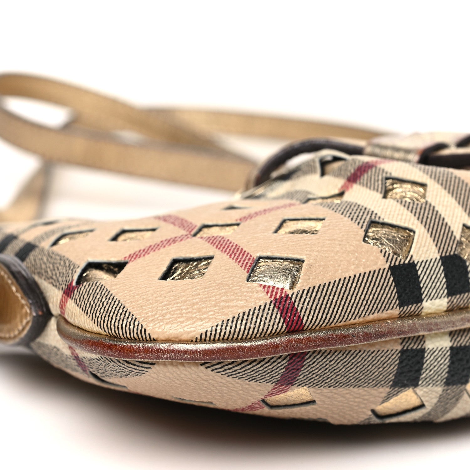 Burberry Haymarket Check Perforated Crossbody Gold 9 of 13