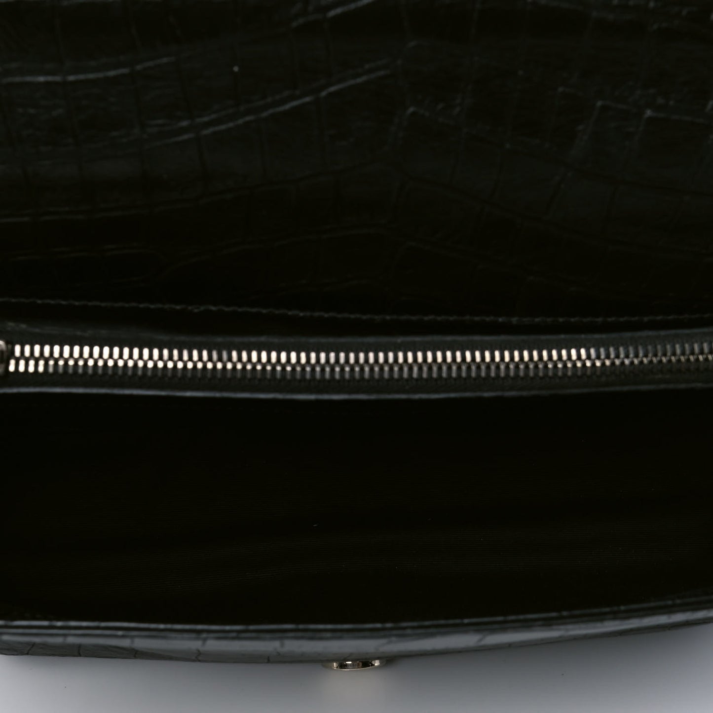 Calfskin Crocodile Embossed Monogram Large College Satchel Black