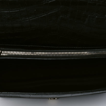 Saint Laurent Calfskin Crocodile Embossed Monogram Large College Satchel Black 8 of 8