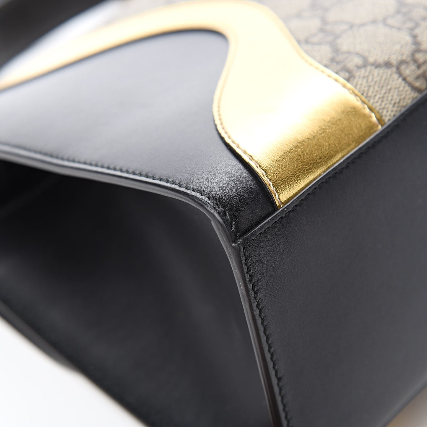 GG Supreme Monogram Small Osiride Top Handle Bag Black Gold