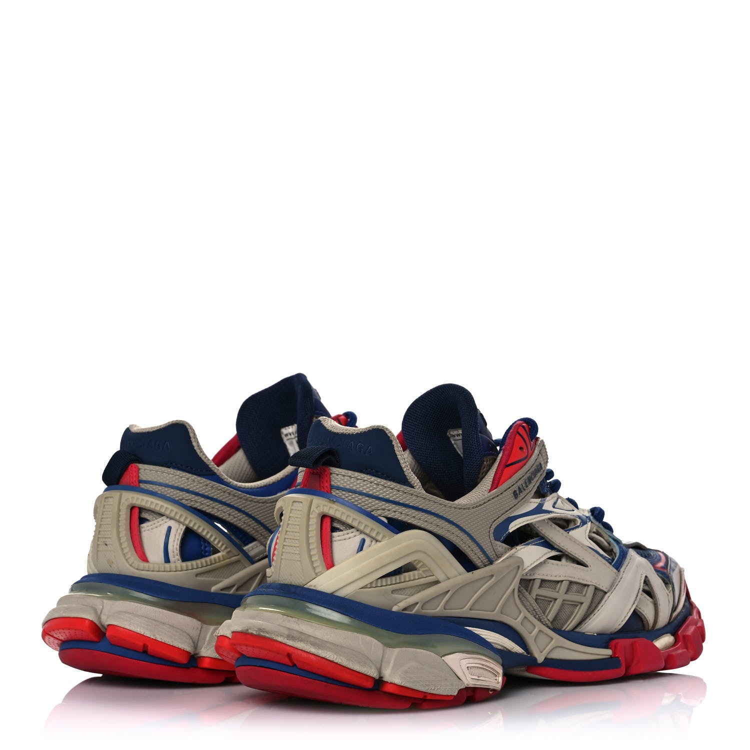 Balenciaga Rubber Mesh Bi-Color Womens Track.2 Open Sneakers 39 Beige Blue Red 4 of 9