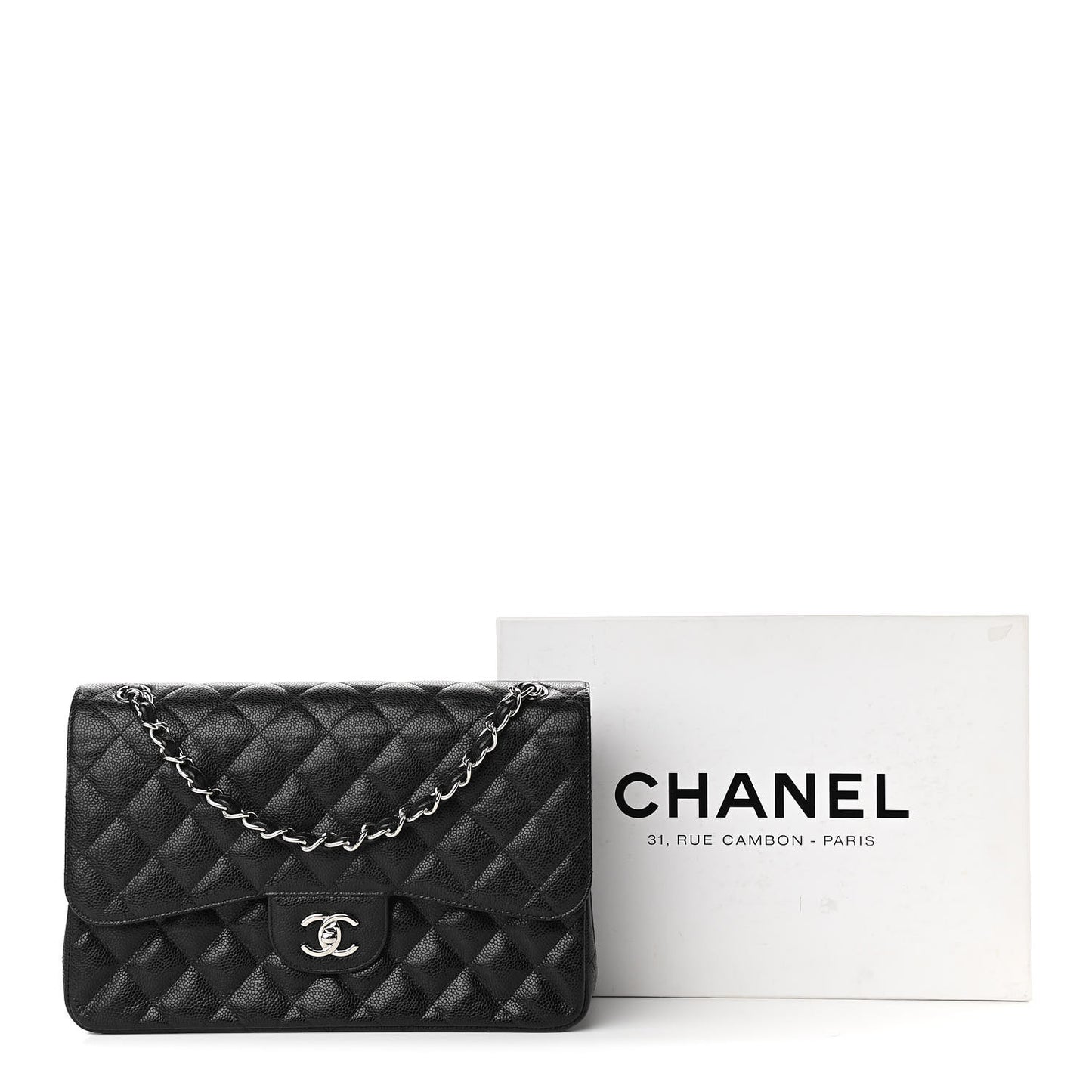 Caviar Quilted Jumbo Double Flap Black