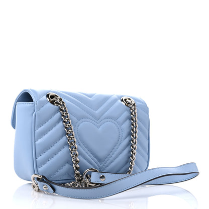Gucci Calfskin Matelasse Mini GG Marmont Shoulder Bag Porcelain Light Blue 3 of 10