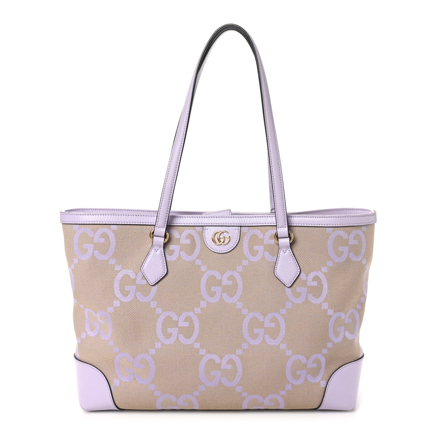 Gucci Monogram Jumbo GG Textured Dollar Calfskin Medium Ophidia Shopping Tote Beige Lapis 1 of 10