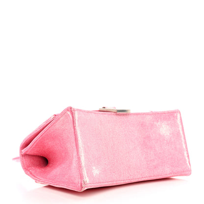 Balenciaga Nappa Denim Printed Small Hourglass Top Handle Bag Denim Pink 4 of 9