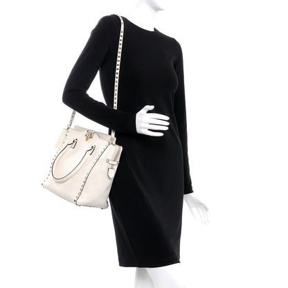 Valentino Garavani Vitello Rockstud Double Handle Tote Ivory 2 of 13