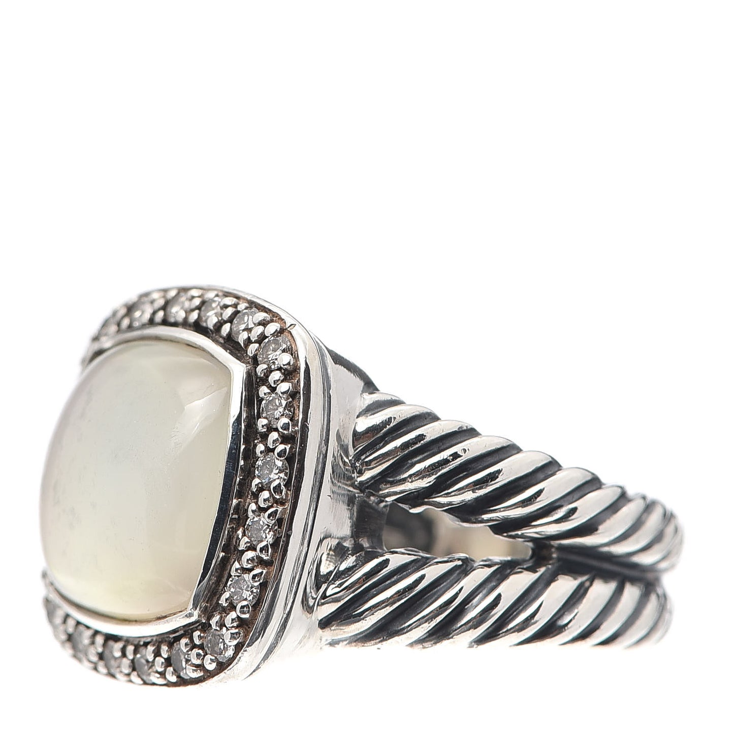 Sterling Silver Diamond Mother of Pearl 11mm Albion Ring 54 6.75