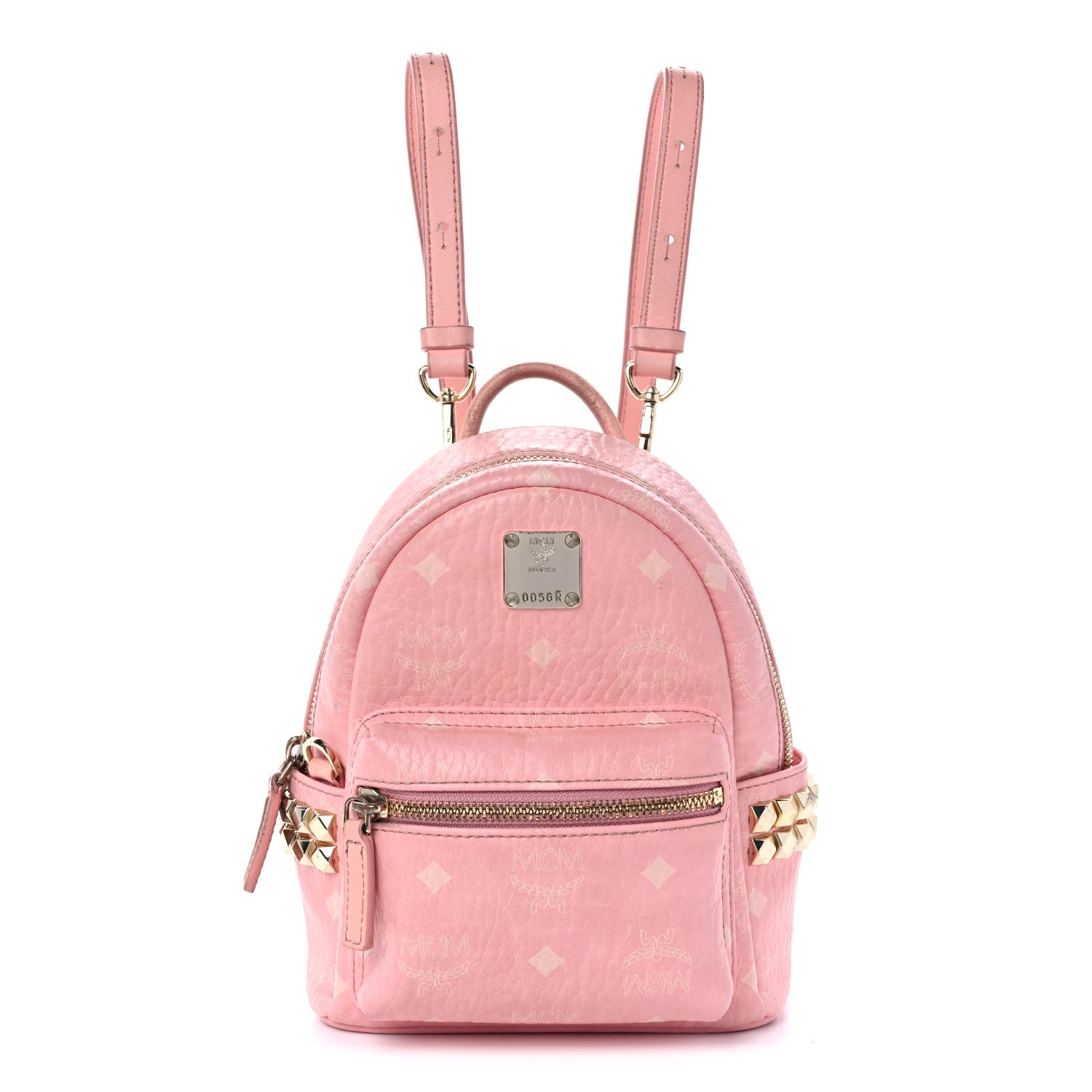 MCM Visetos Side Stud X-Mini Stark Bebe Boo Backpack Soft Pink 1 of 18