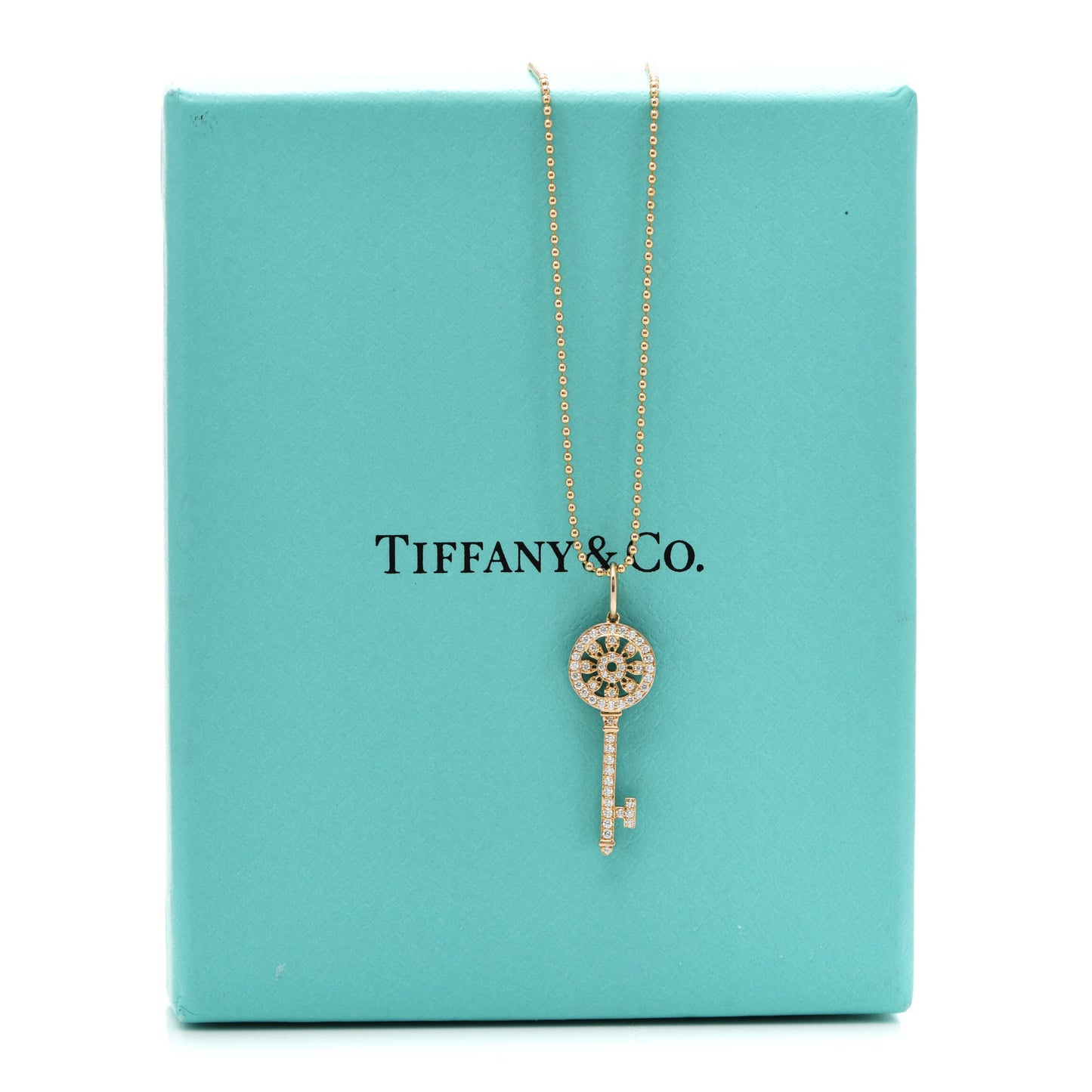 18K Rose Gold Diamond Petals Key Pendant Necklace