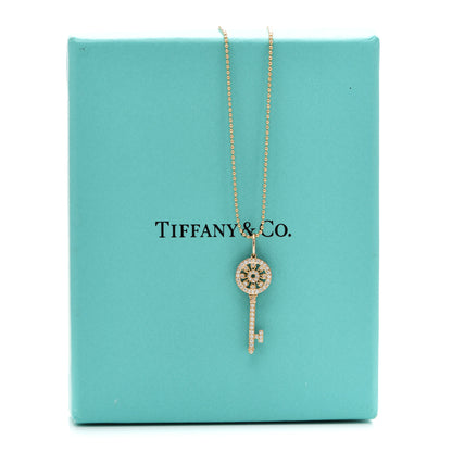 Tiffany 18K Rose Gold Diamond Petals Key Pendant Necklace 5 of 5