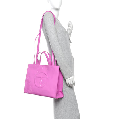 Telfar Patent Vegan Leather Medium Shopping Bag Pink 2 of 10