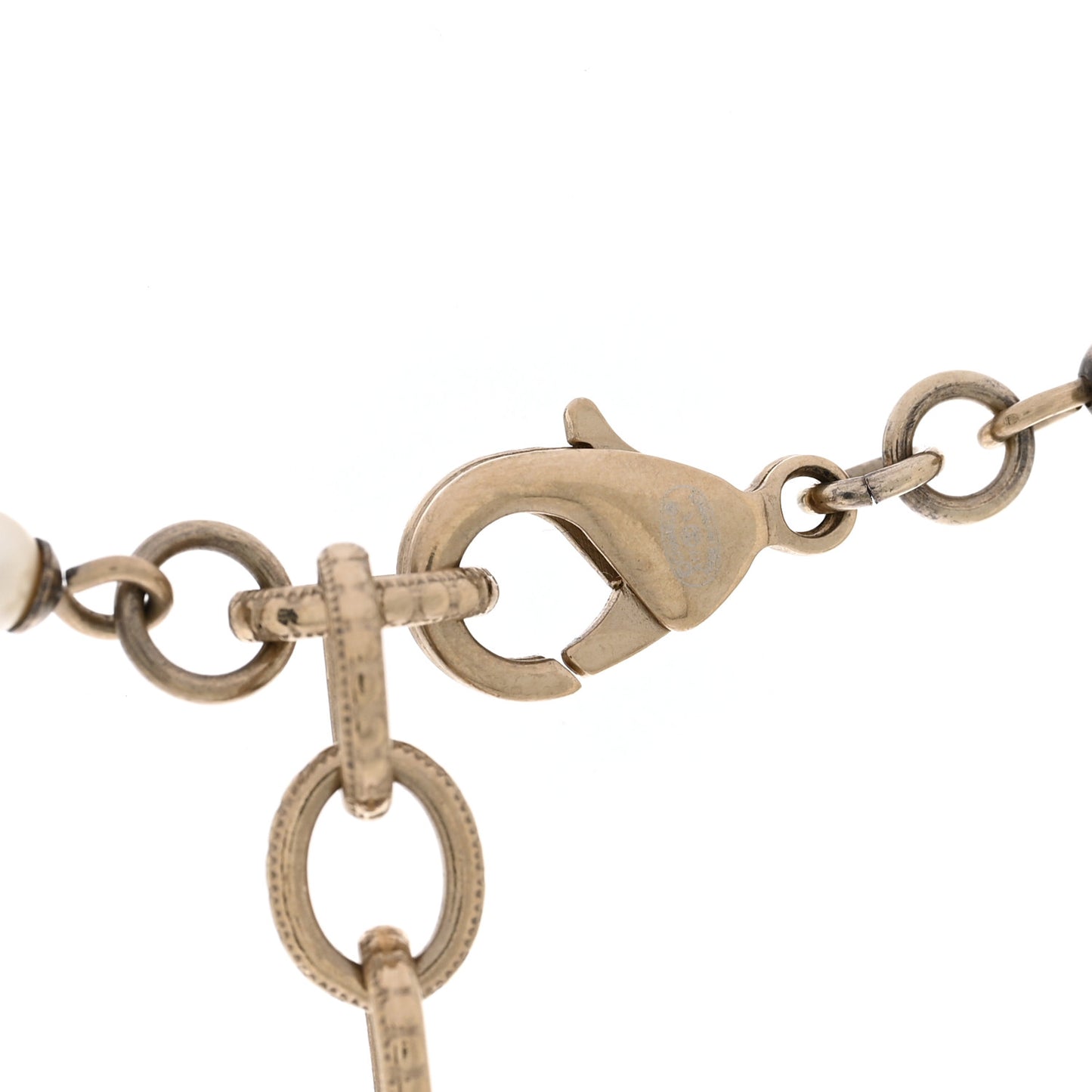 Pearl Crystal CC Long Necklace Gold Multicolor