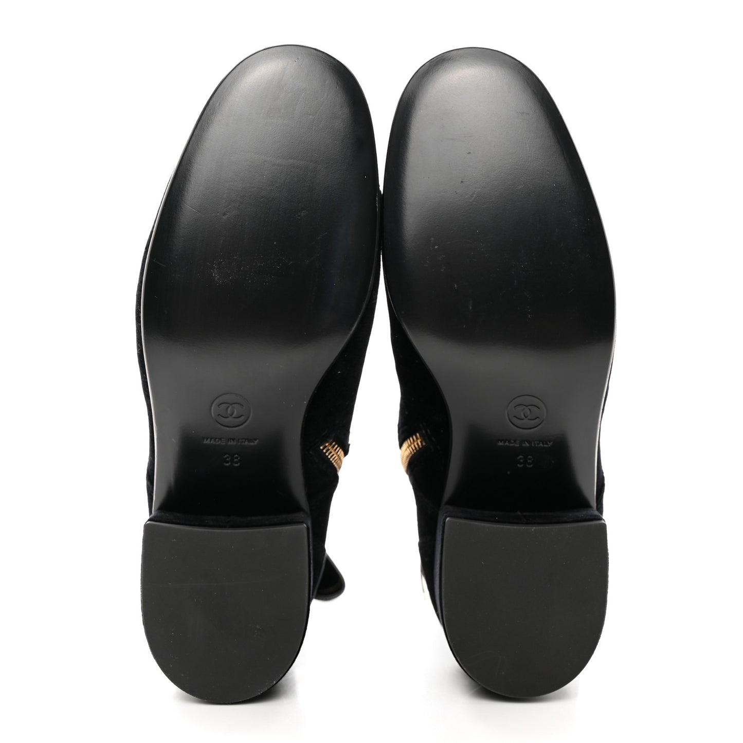 Suede Patent Calfskin Cap Toe Womens CC Boots 38 Black