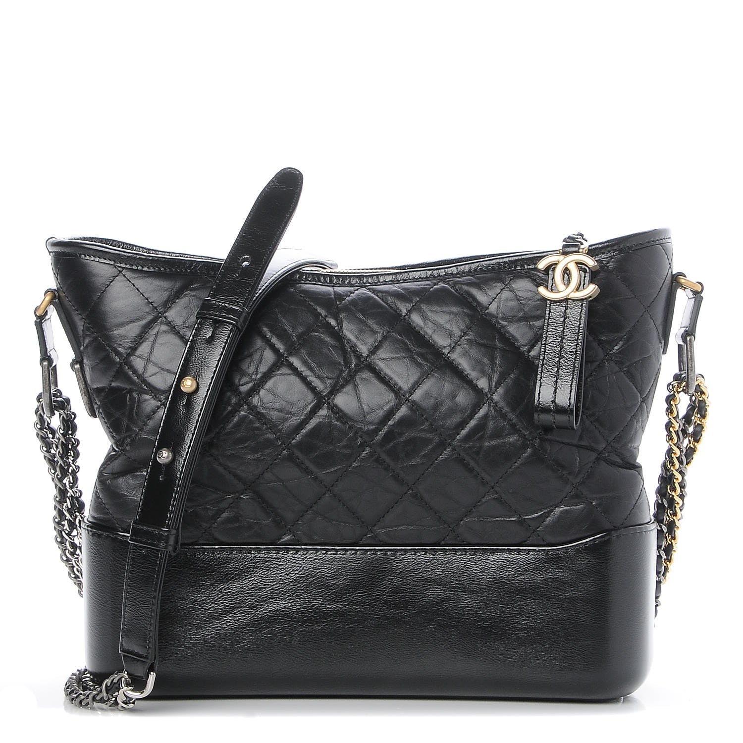 Chanel Aged Calfskin Quilted Medium Gabrielle Hobo Black 1 of 8