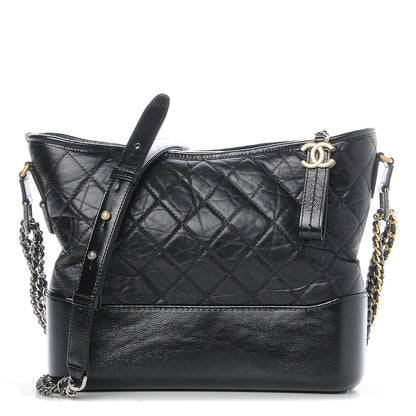 Chanel Aged Calfskin Quilted Medium Gabrielle Hobo Black 1 of 8