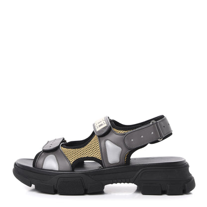 Gucci X SEGA Nappa Mesh Mens Aguru Sandals 11 Loess Black 1 of 9