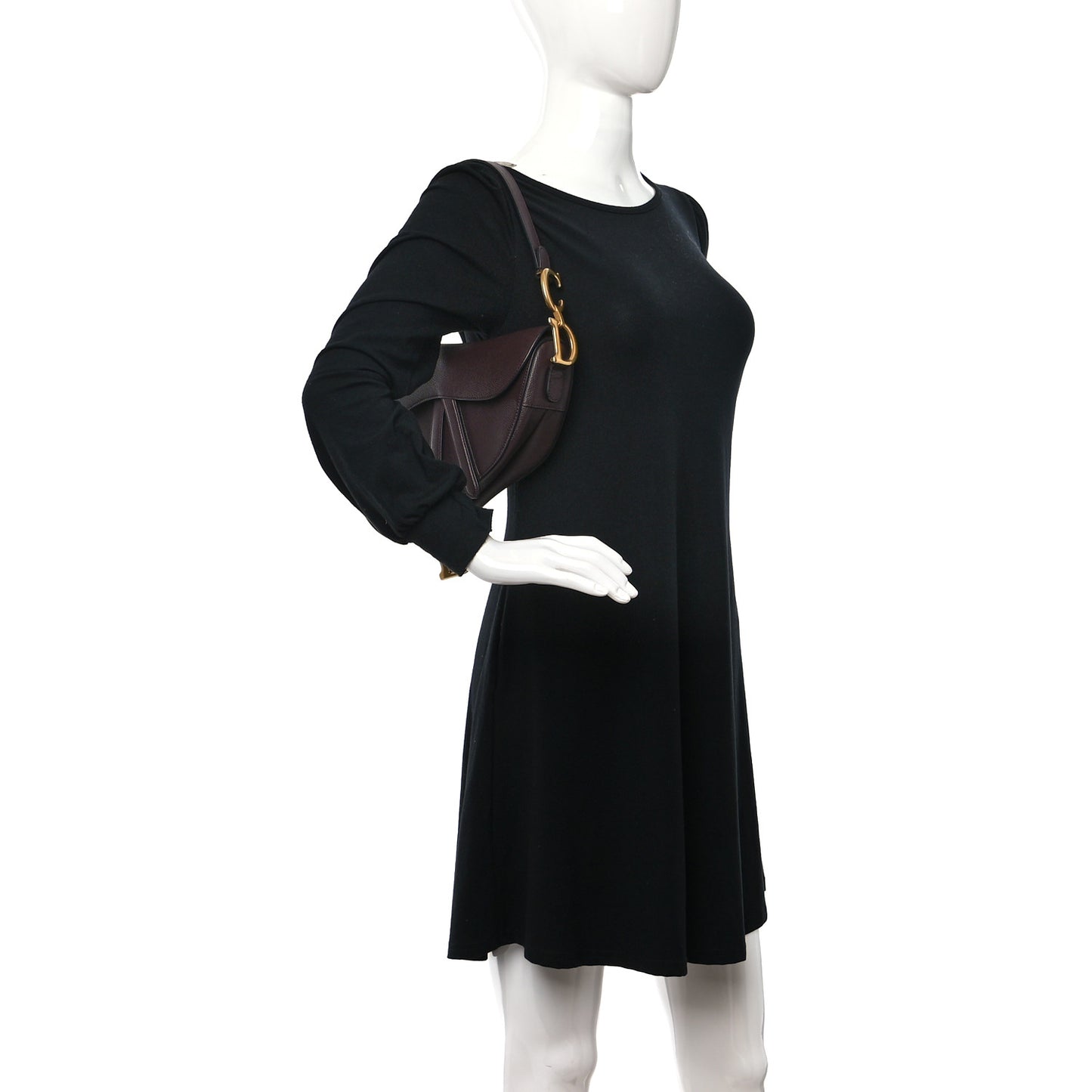 Grained Calfskin Saddle Bag Burgundy