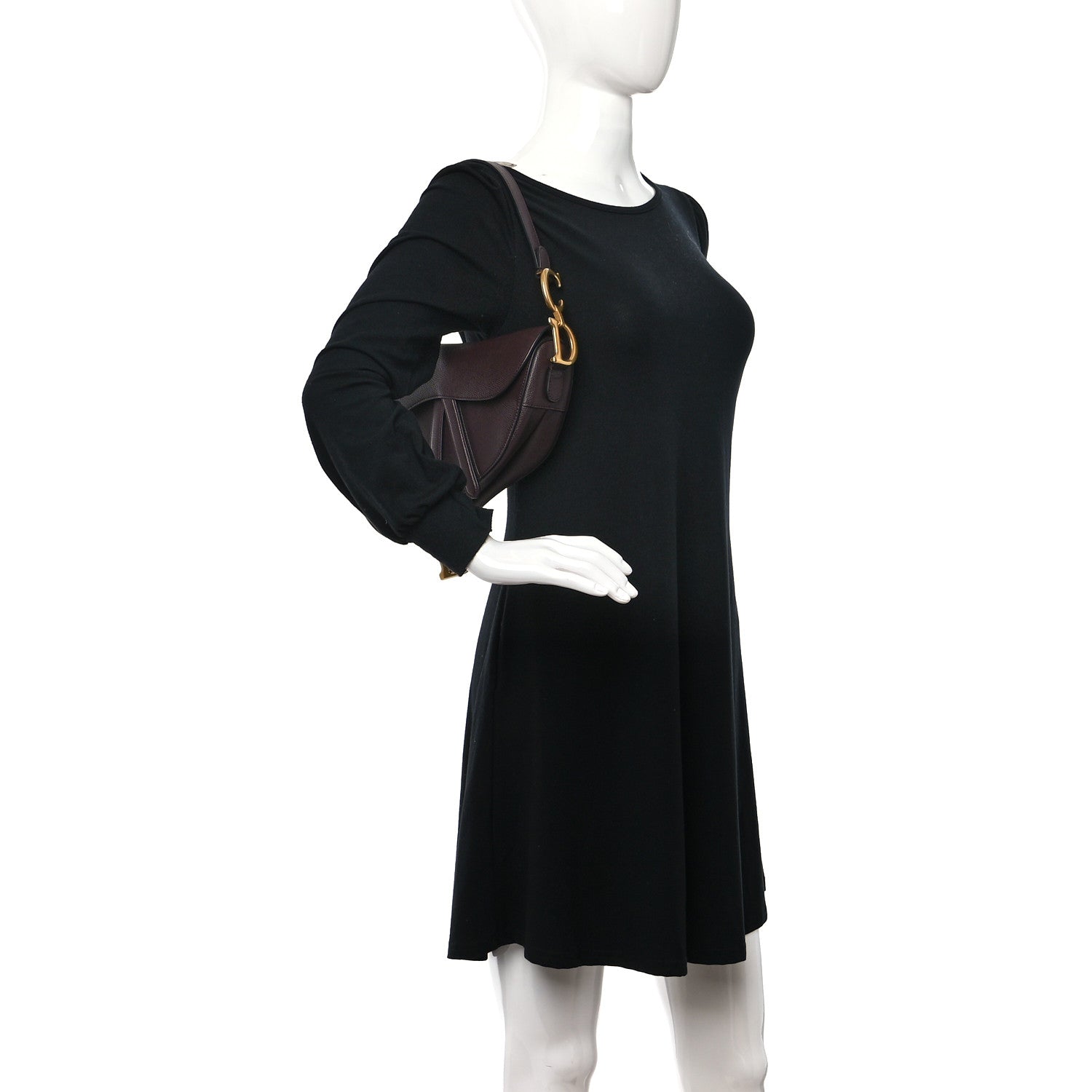 Christian Dior Grained Calfskin Saddle Bag Burgundy 2 of 9