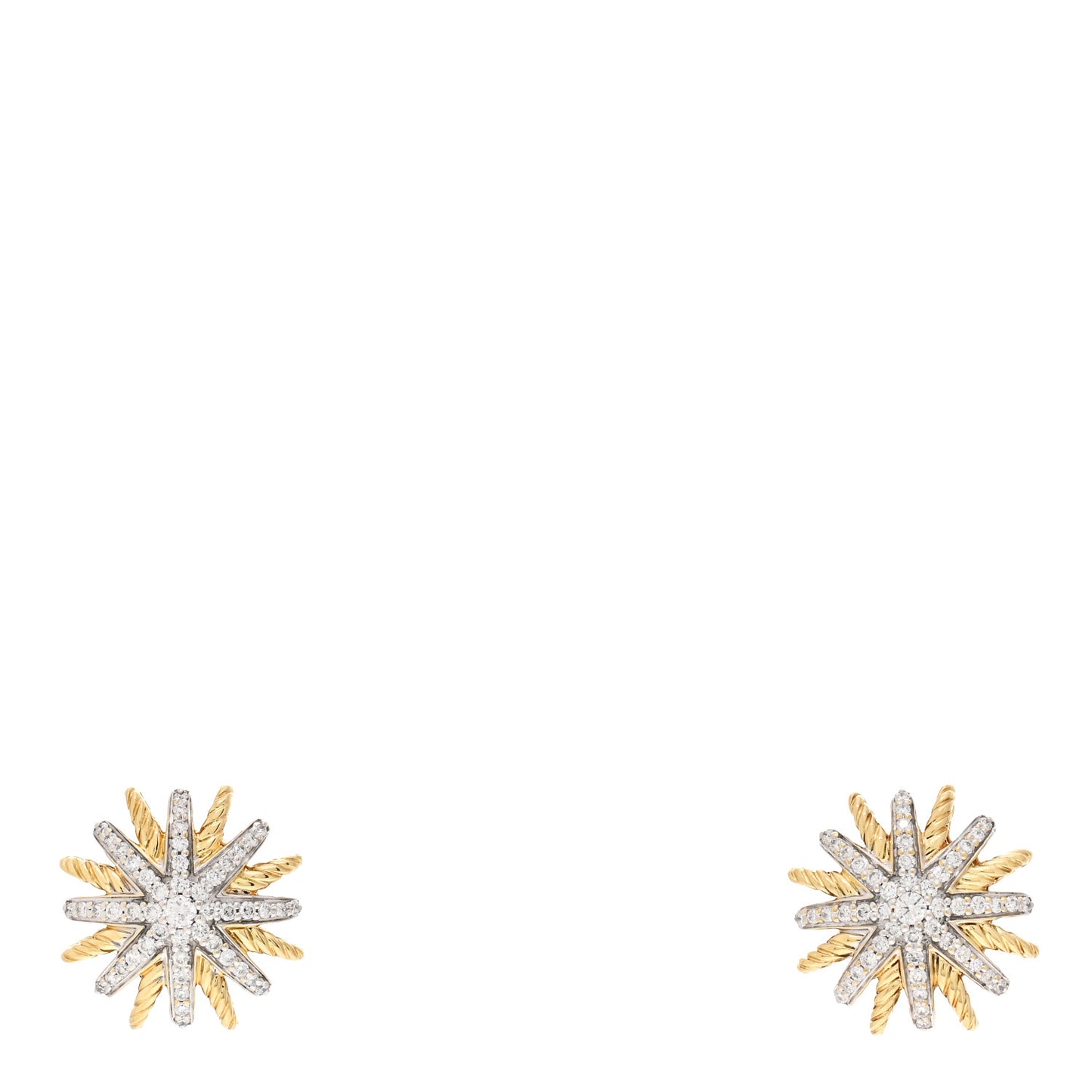 18K Yellow Gold Diamond 14mm Starburst Earrings