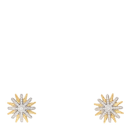 David Yurman 18K Yellow Gold Diamond 14mm Starburst Earrings 1 of 4