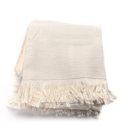 Chanel Cotton Quilted CC Beach Towel Pouch Set Ivory 3 of 4