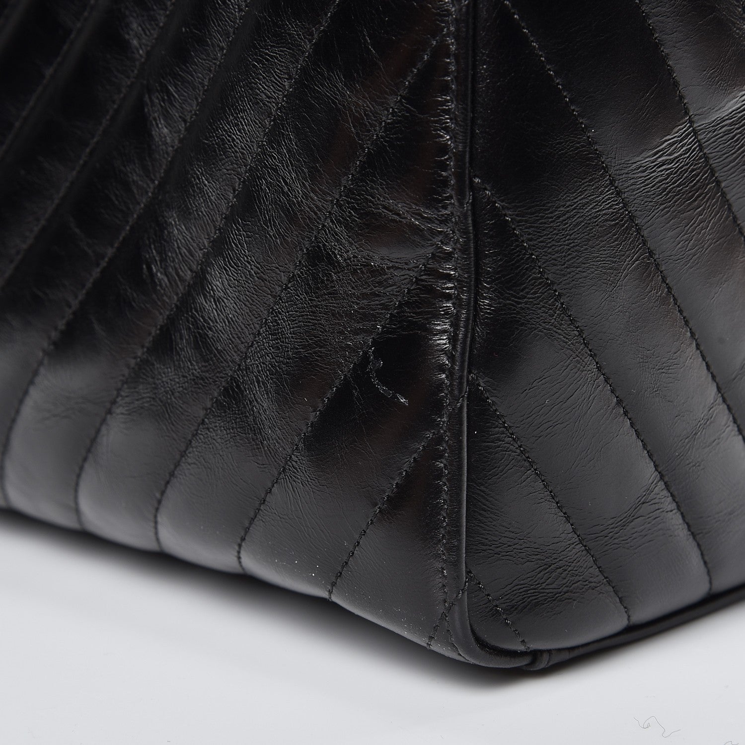 Chanel Glazed Calfskin Chevron Quilted Shopper Tote Black 11 of 15