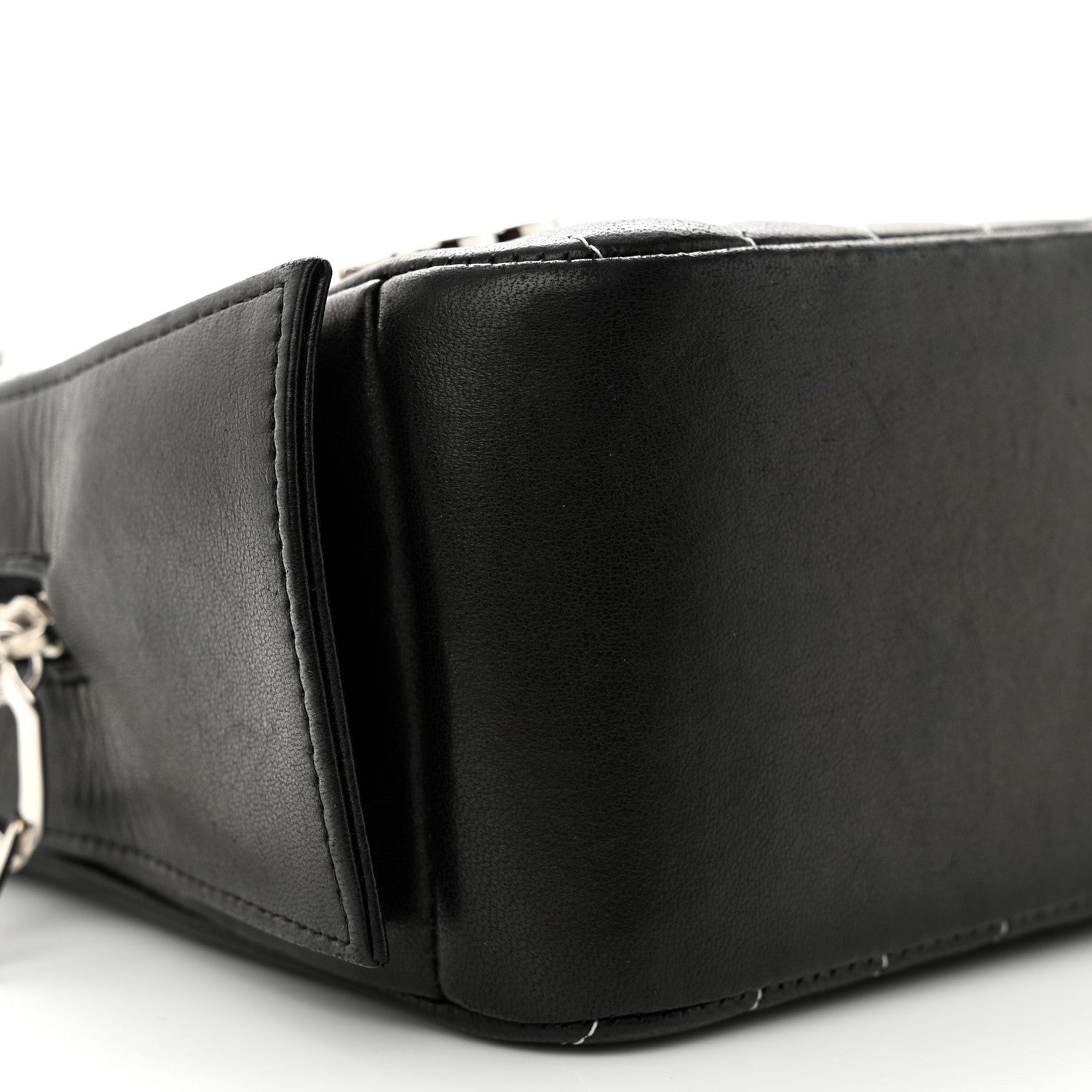 Chanel Lambskin Vertical Quilted Mademoiselle Small Camera Case Black 10 of 13