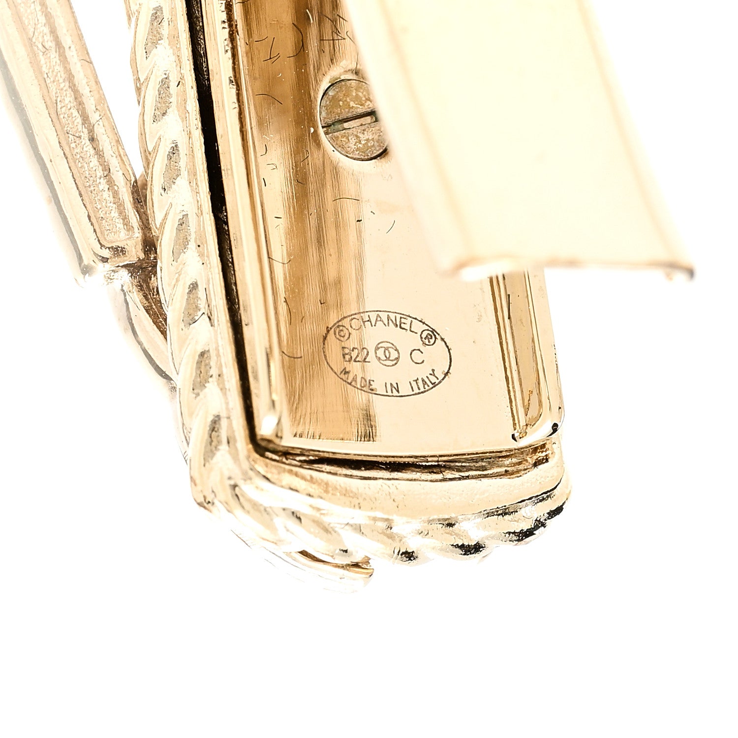 Chanel Metal Crystal CC Rue Cambon Hair Clip Gold Pearly White 4 of 5