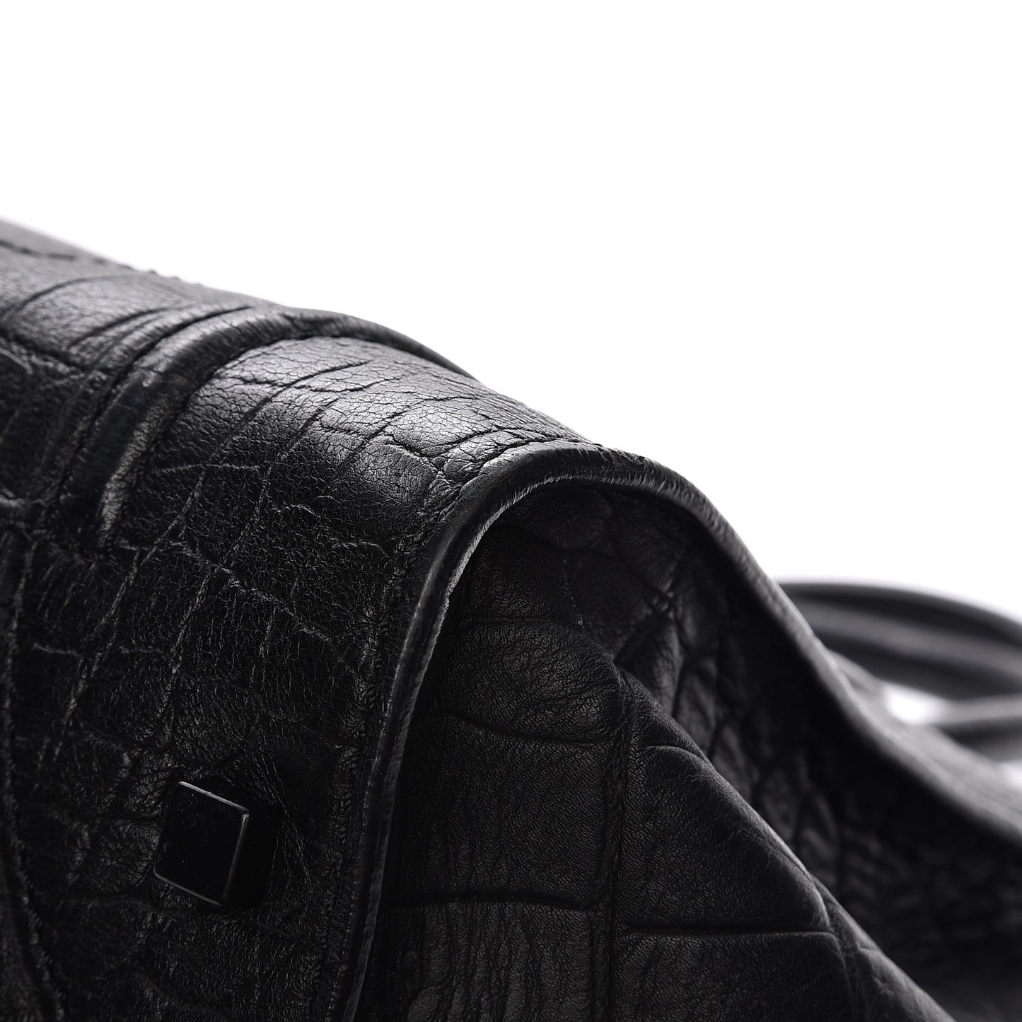 Crocodile Embossed Calfskin Large Phantom Luggage Black