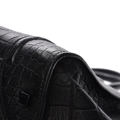 Celine Crocodile Embossed Calfskin Large Phantom Luggage Black 10 of 11