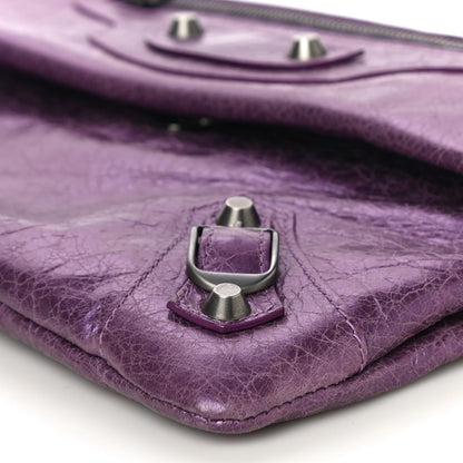 Balenciaga Agneau Classic Hardware Envelope Clutch Metallic Purple 9 of 13