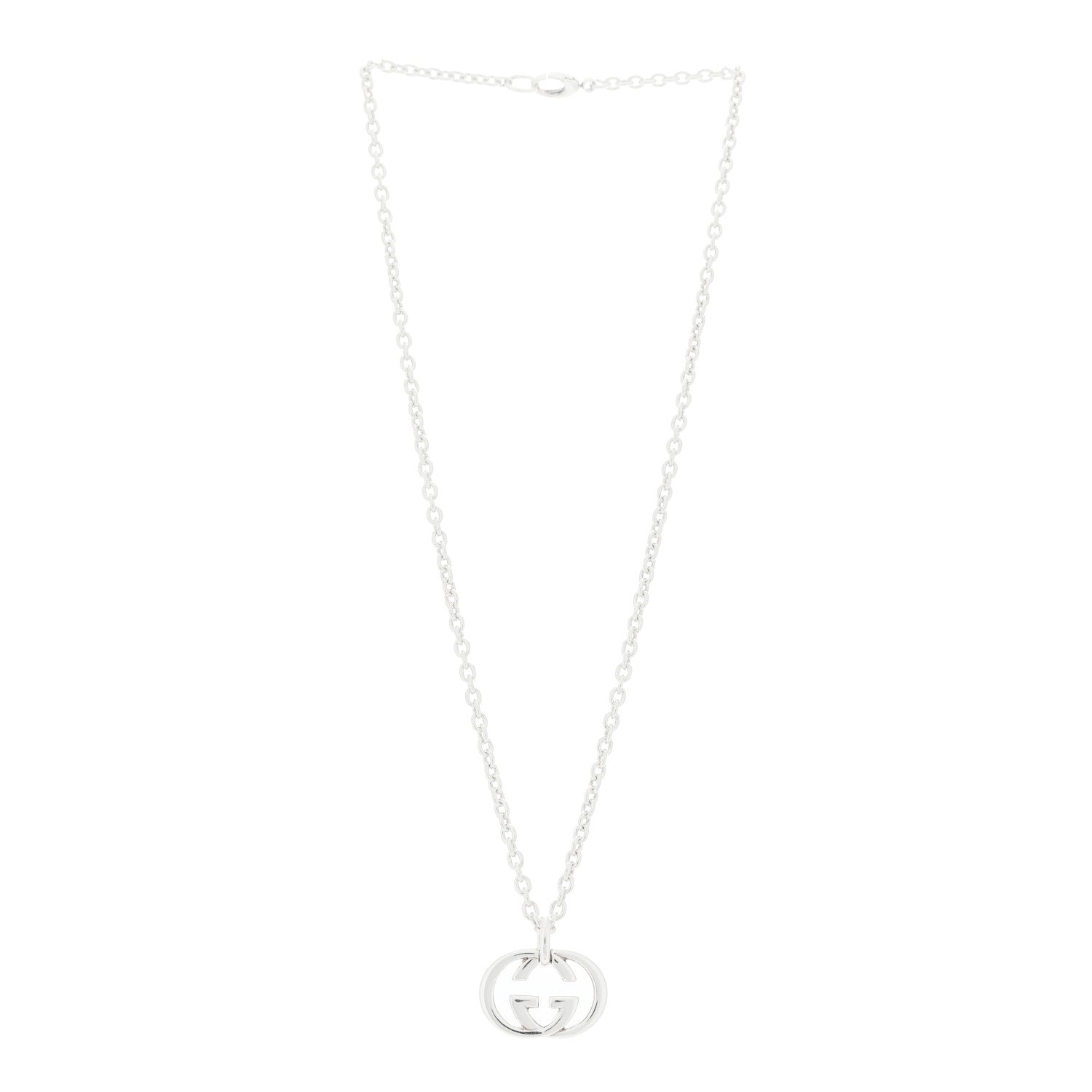 Gucci Sterling Silver Britt Interlocking GG Pendant Necklace 3 of 4