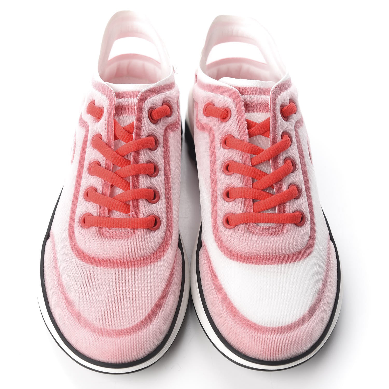 Chanel Lycra Fabric CC Sneakers 36.5 White Red 6 of 12