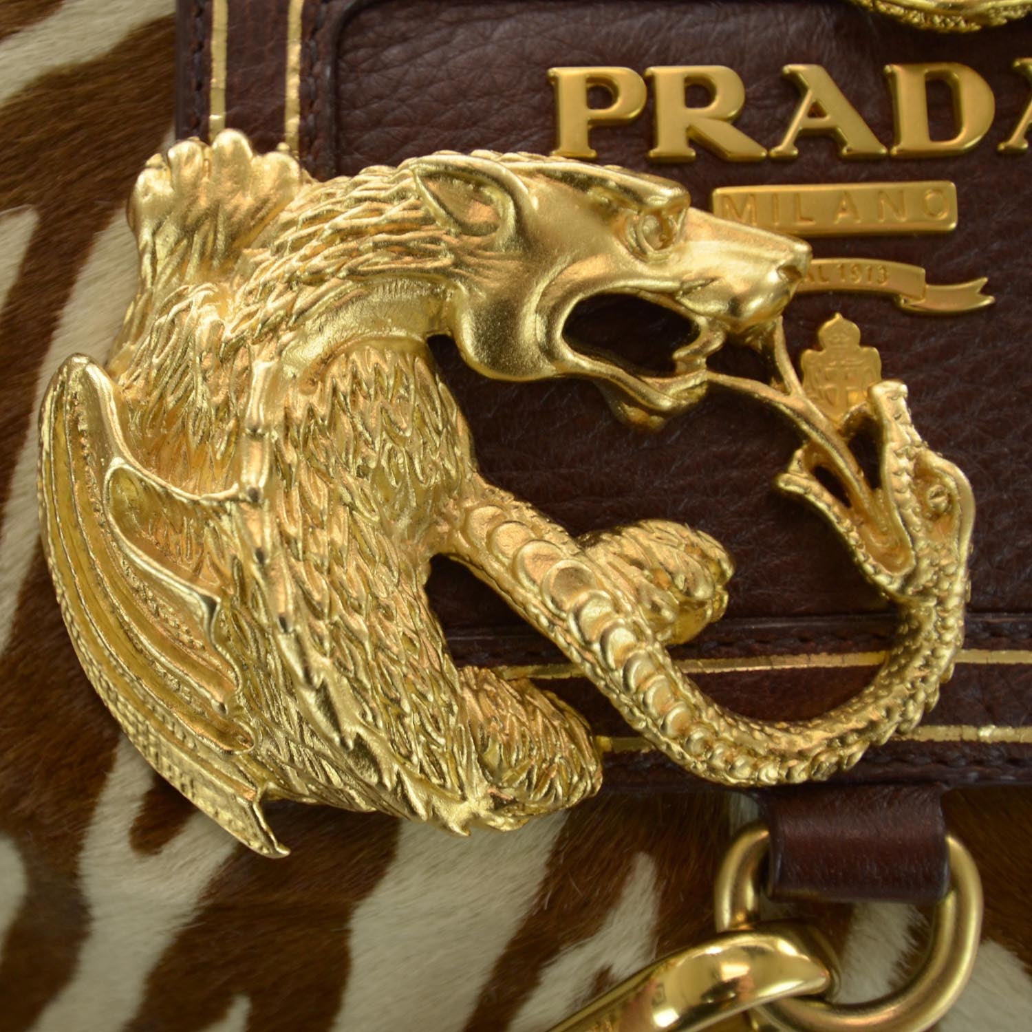 Prada Calf Hair Zebra Print Shoulder Bag White Bruciato 5 of 9