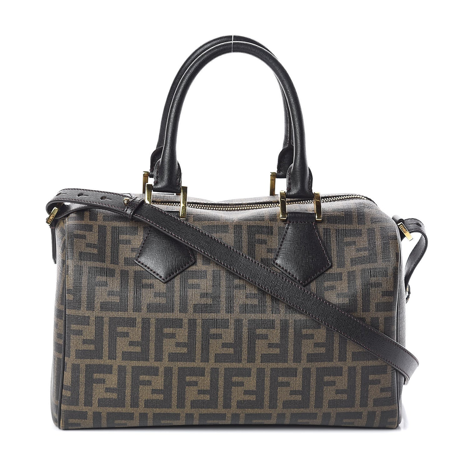 Zucca Spalmati Vitello Elite Medium Convertible Boston Satchel Tobacco Ebano