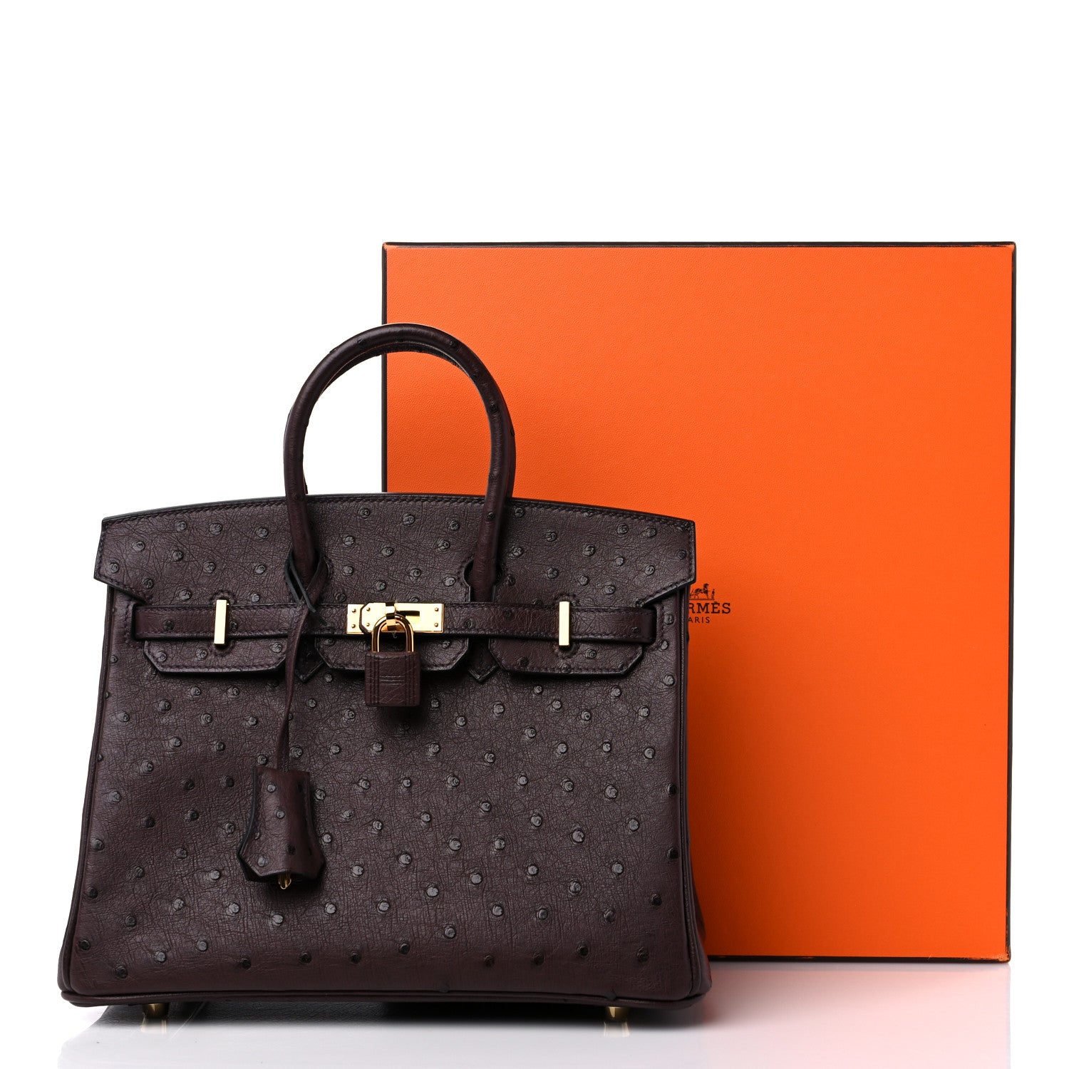 Hermes Ostrich Birkin 25 Rouge Sellier 10 of 10